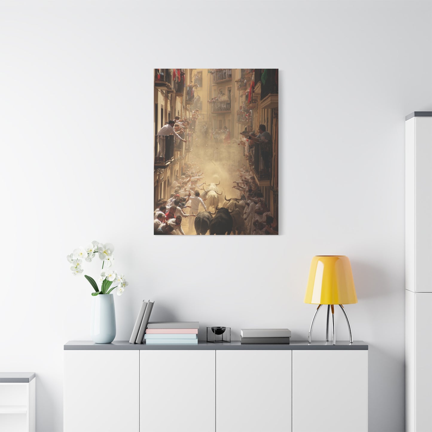 Running of the Bulls Festival Charge Wall Art & Canvas Print