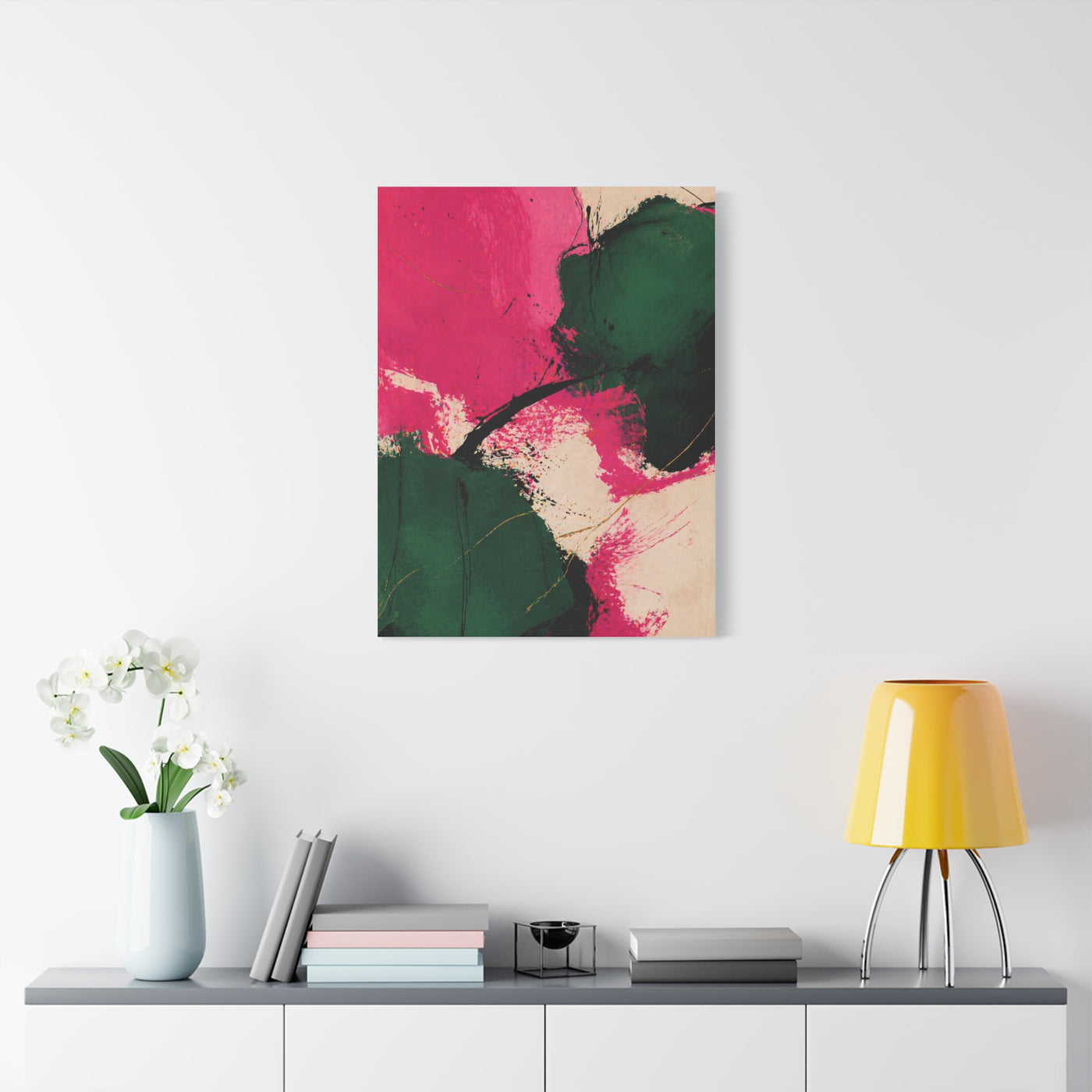 Bold Pink and Emerald Abstract Wall Art & Canvas Print