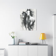 Monochrome Running Horses Abstract Wall Art & Canvas Print