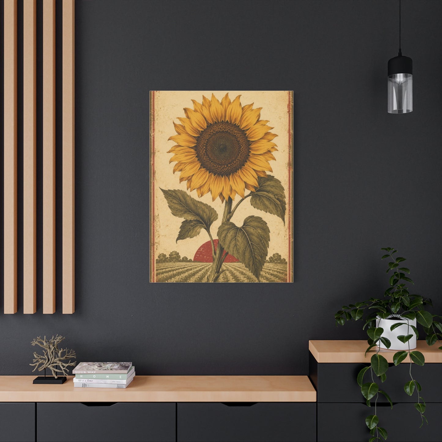 Heritage Field Sunflower Illustration Wall Art & Canvas Print