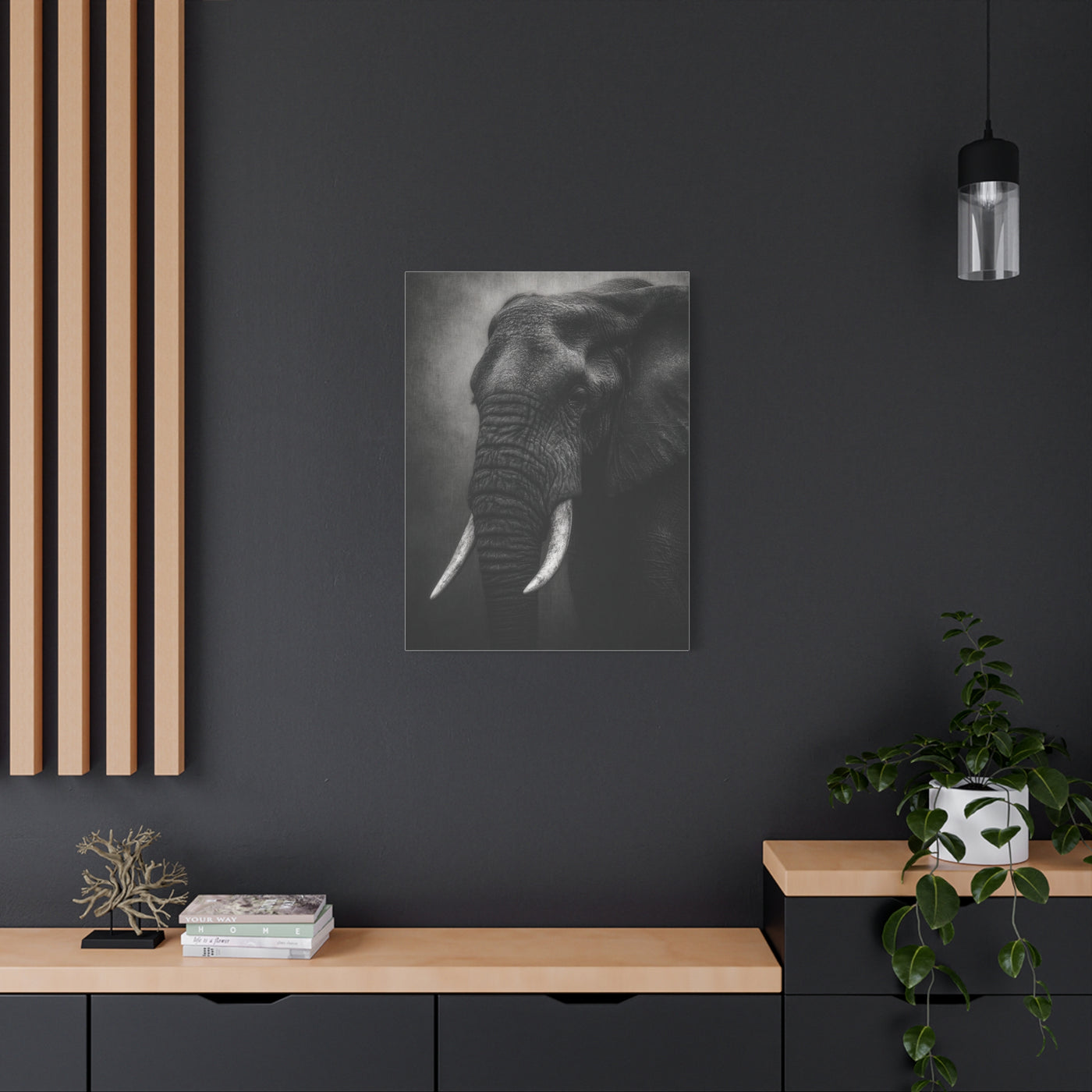 Monochrome Elephant Fine Art Portrait Wall Art & Canvas Print