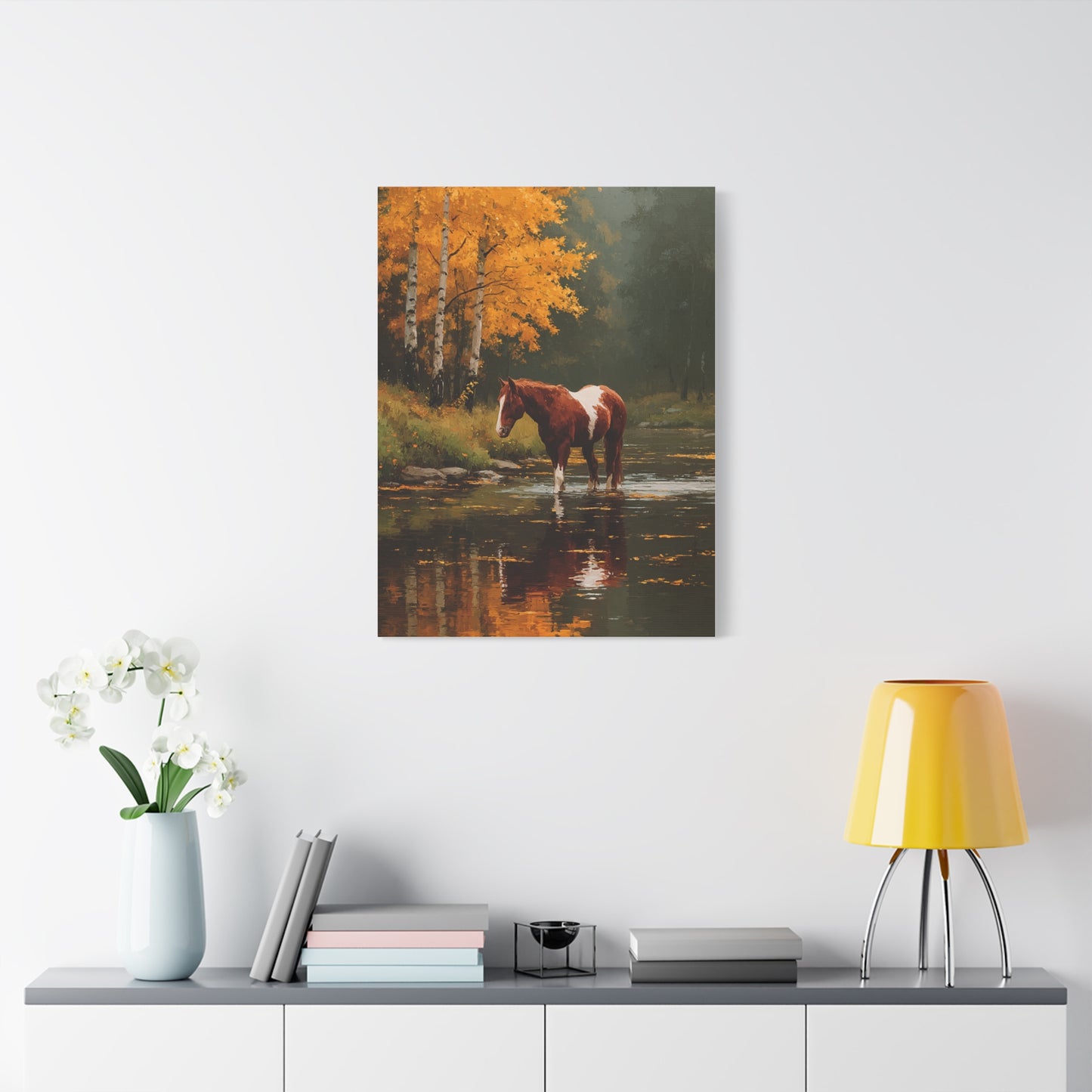 Painted Autumn Horse Landscape Wall Art & Canvas Print