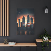 Urban Skyline Patriot Flag Reflection Wall Art & Canvas Prints