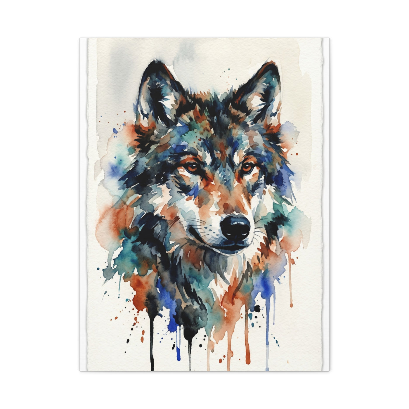 Watercolor Expression Wolf Portrait Abstract Wall Art & Canvas Print