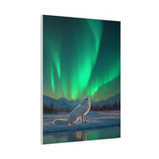 Arctic Fox Aurora Night Wall Art & Canvas Print