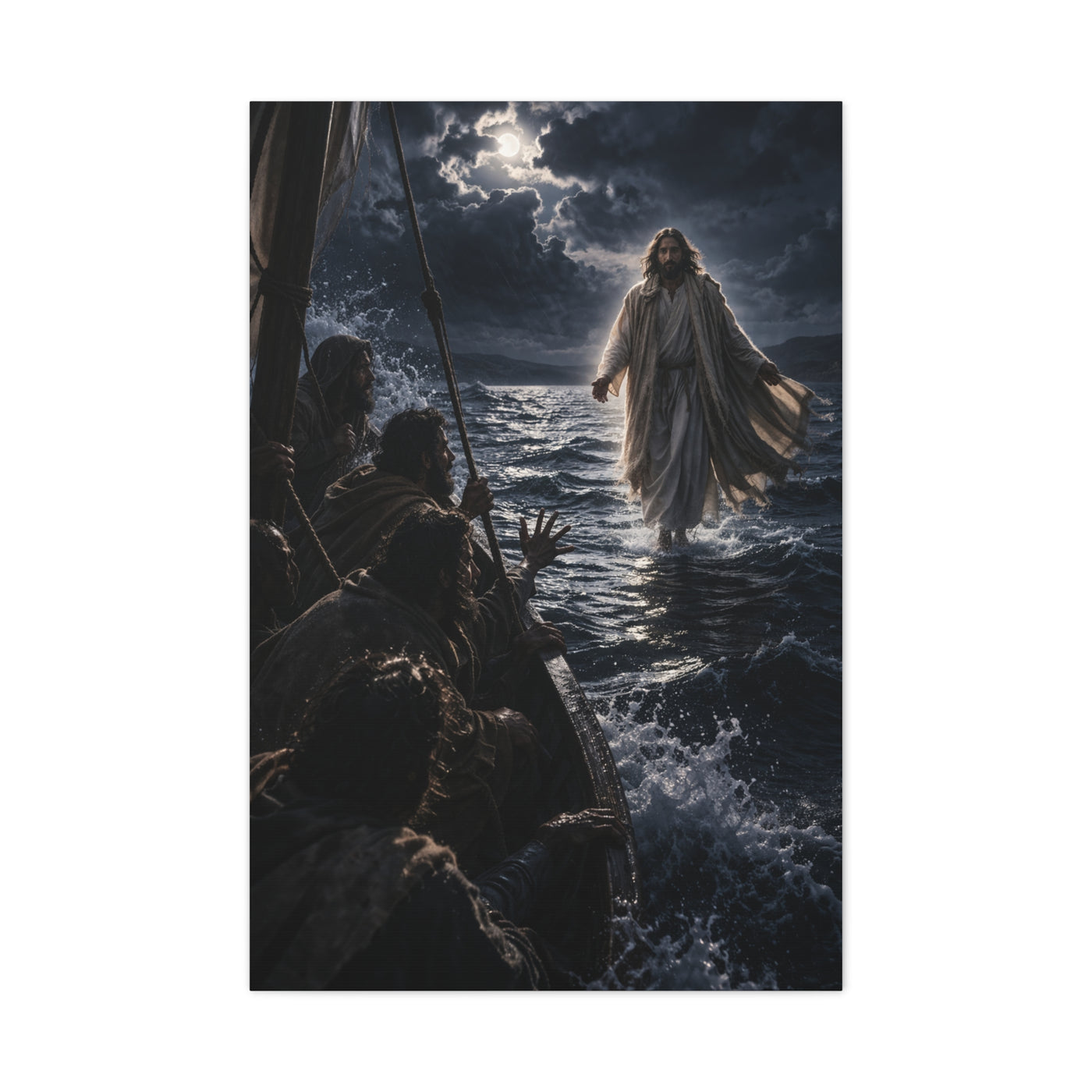 Jesus Walking on Water Night Miracle Wall Art & Canvas Print