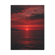 Crimson Sunset Seascape Wall Art & Canvas Print