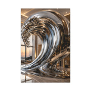 Luxury Chrome Wave Sculpture Interior Wall Art & Canvas Print