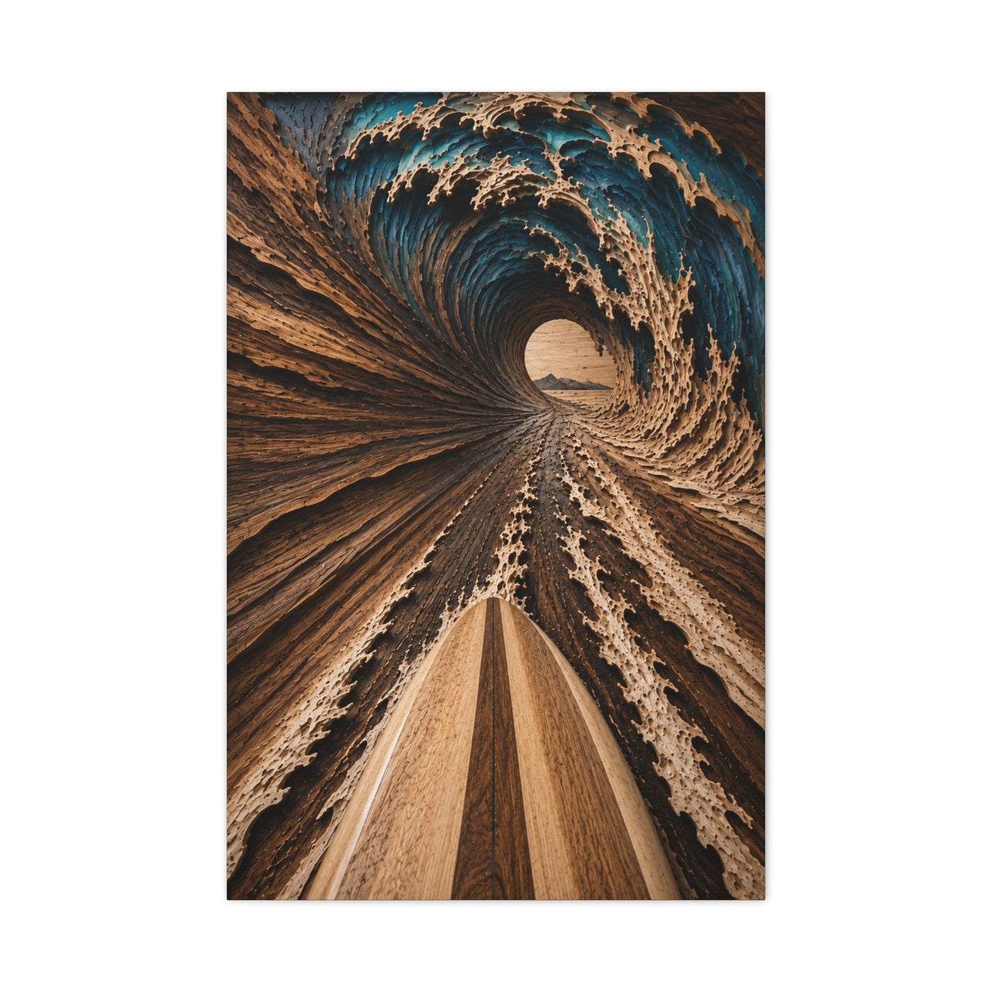 Wooden Barrel Tunnel Surf View Wall Art & Canvas Print