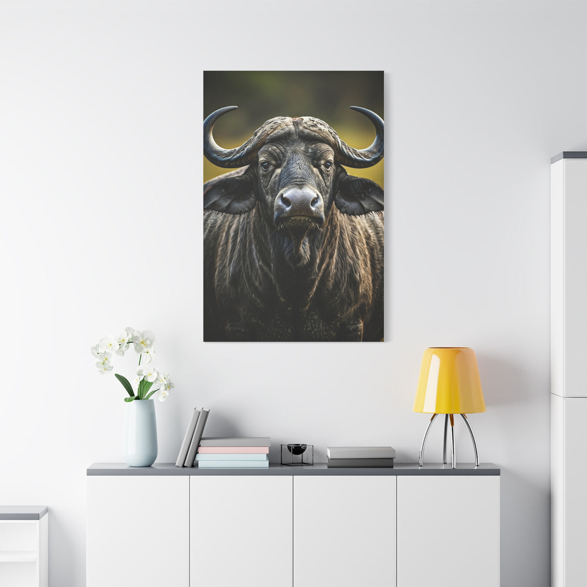 Golden Rim-Lit Buffalo Portrait Wall Art & Canvas Print