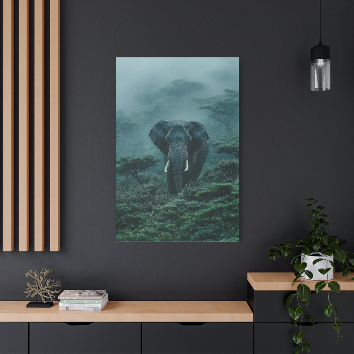 Elephant Rainforest Monsoon Portrait Wall Art & Canvas Print