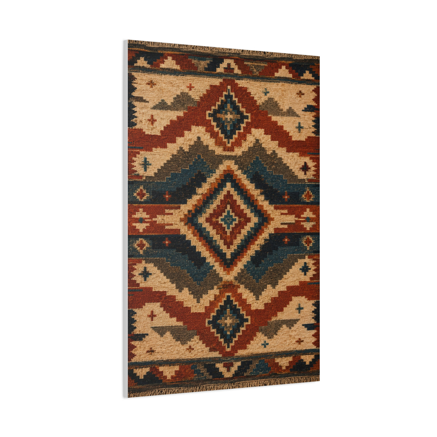 Navajo Inspired Geometric Textile Southwest Wall Art & Canvas Print