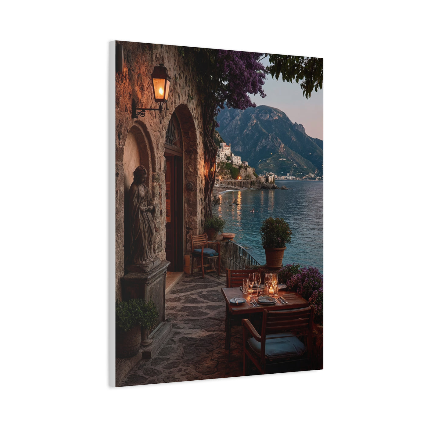 Amalfi Coast Candlelit Terrace Wall Art & Canvas Print