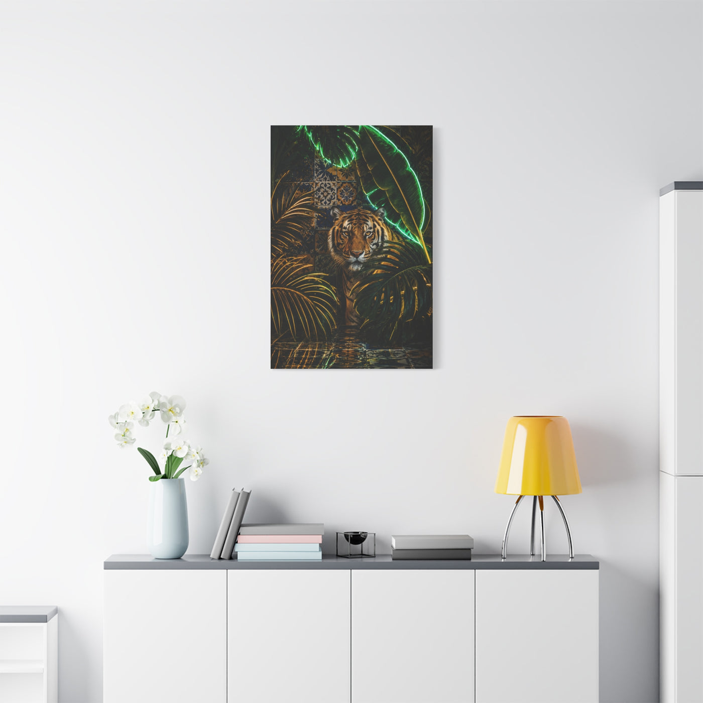 Neon Jungle Tiger Luxe Statement Tropical Wall Art & Canvas Print
