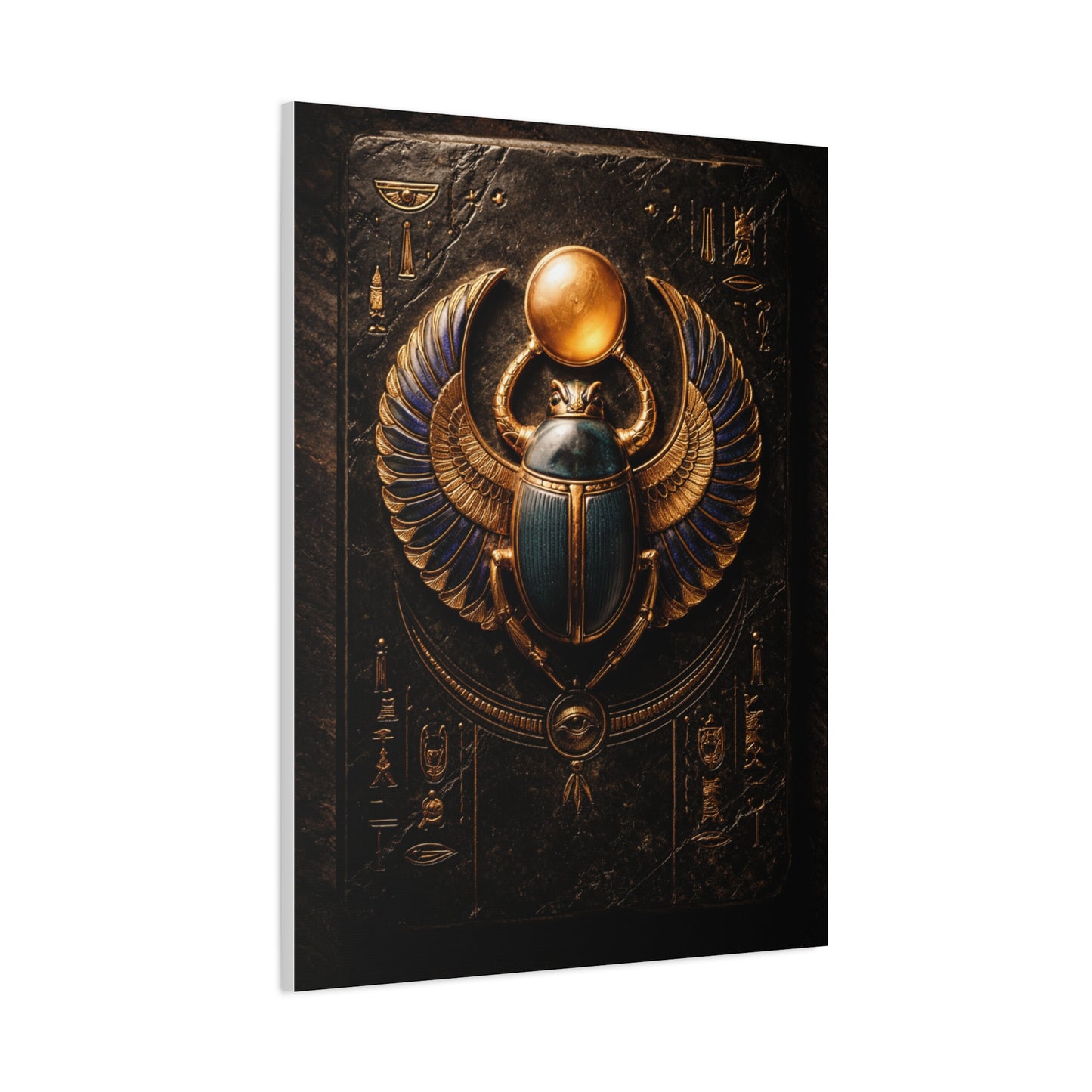 Egyptian Scarab Gold Relief Wall Art & Canvas Print