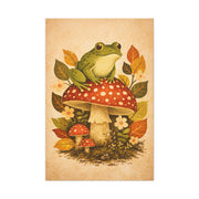 Whimsical Retro Frog and Mushroom Composition Wall Art & Canvas Print