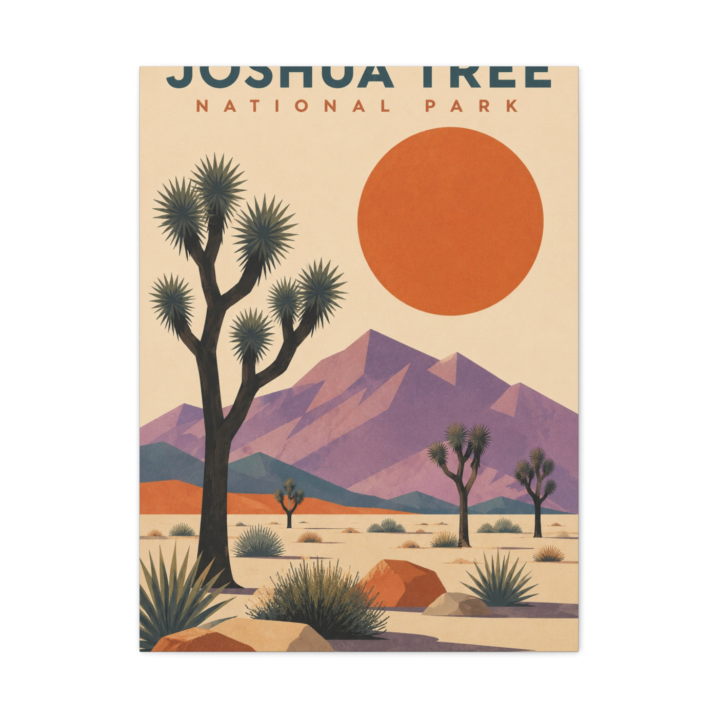 Joshua Tree National Park Retro Poster Southwest Wall Art & Canvas Print