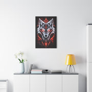 Futuristic Neon Wolf Emblem Geometric Wall Art & Canvas Print