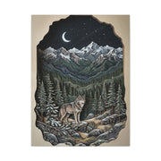 Night Forest Wolf Framed Relief Landscape Wall Art & Canvas Print