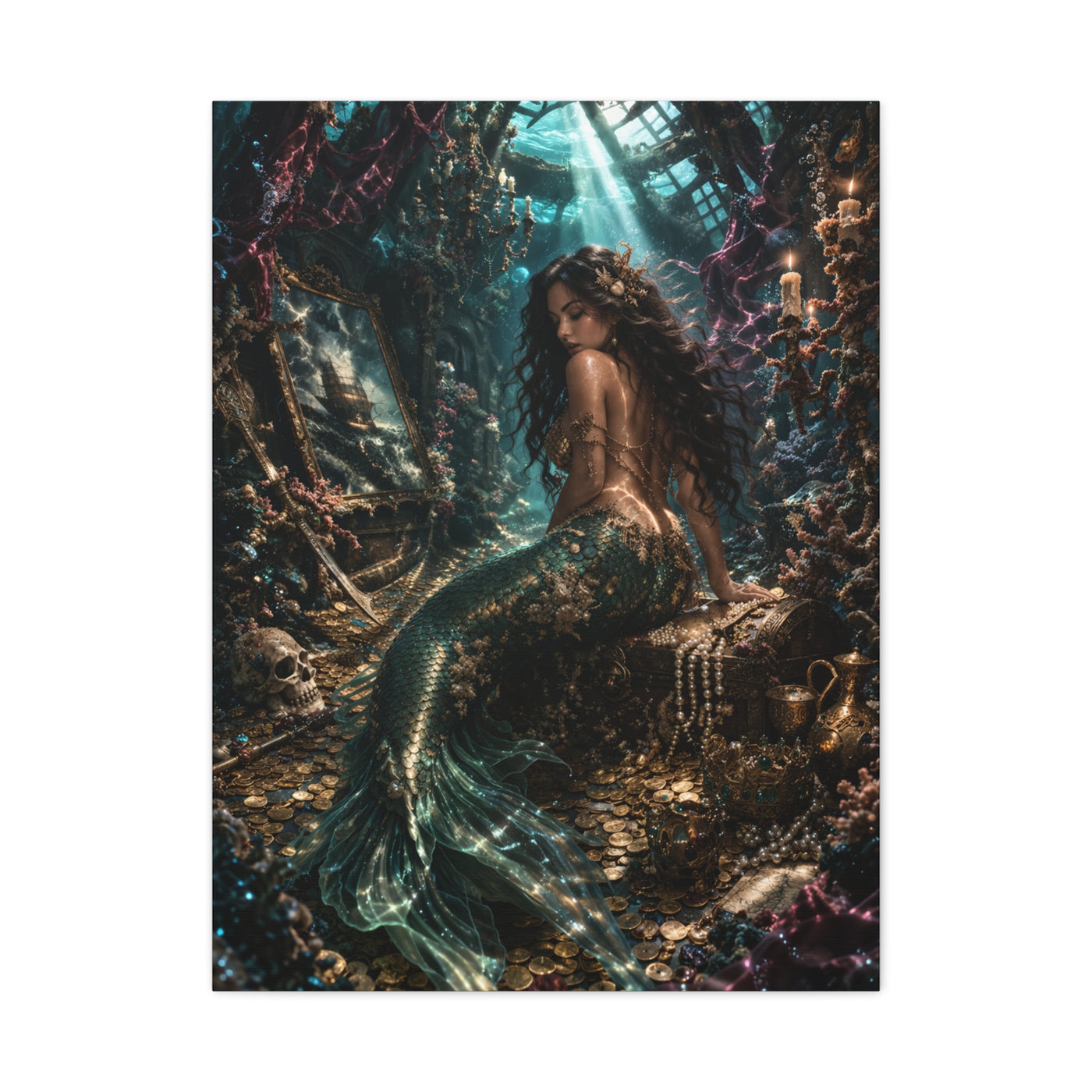 Sunken Treasure Mermaid Chamber Wall Art & Canvas Print