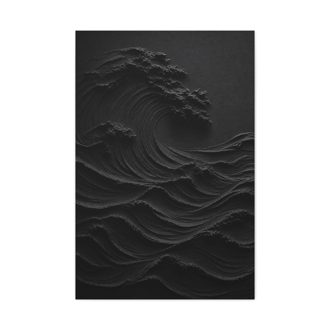 Dark Textured Wave Monochrome Statement Wall Art & Canvas Print