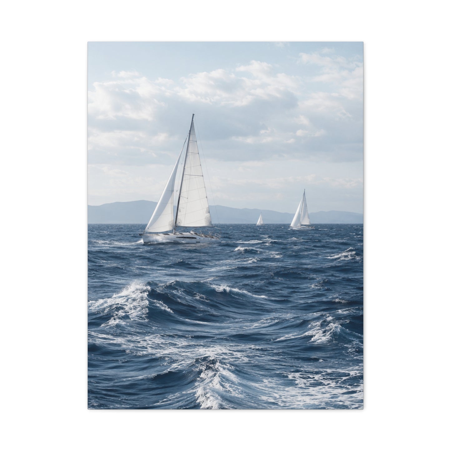 Sailing Horizon Coastal Elegance Scene Wall Art & Canvas Print