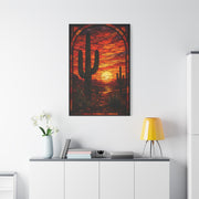 Stained Glass Desert Sunset Southwest Wall Art & Canvas Print