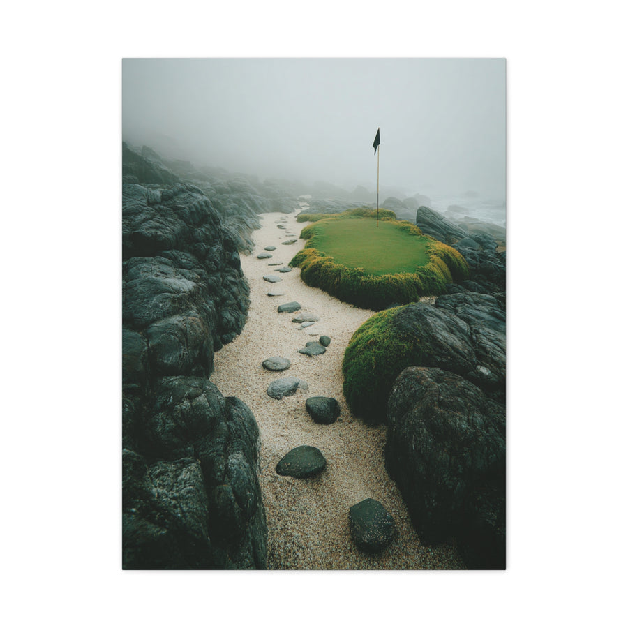 Coastal Mist Golf Green Minimal Wall Art & Canvas Print