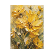 Impasto Golden Floral Texture Composition Wall Art & Canvas Print