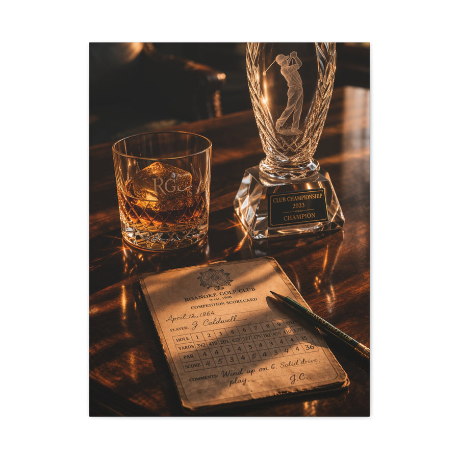 Crystal Trophy & Whiskey Golf Still Life Wall Art & Canvas Print