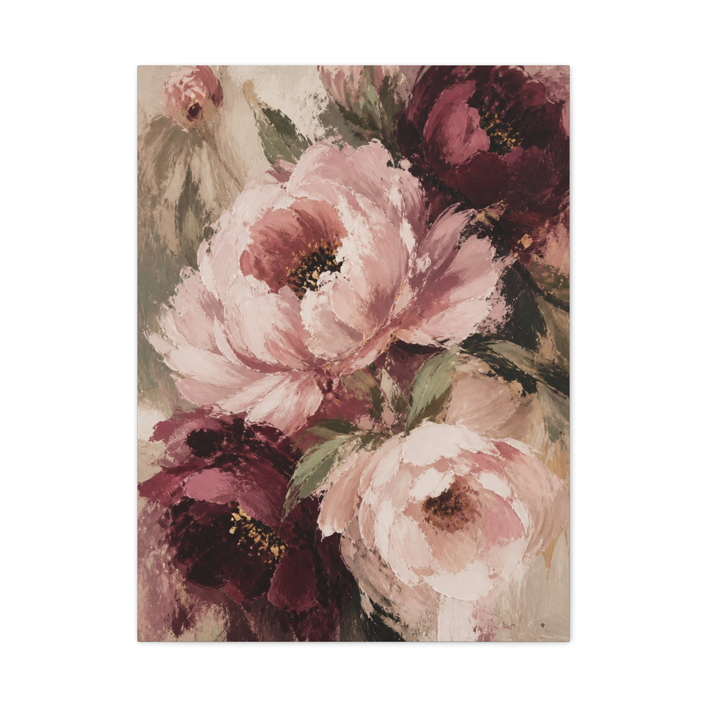 Loose-Brush Peony Floral Abstraction Wall Art & Canvas Print