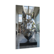 Geometric Chrome Wolf Head Sculpture Wall Art & Canvas Print