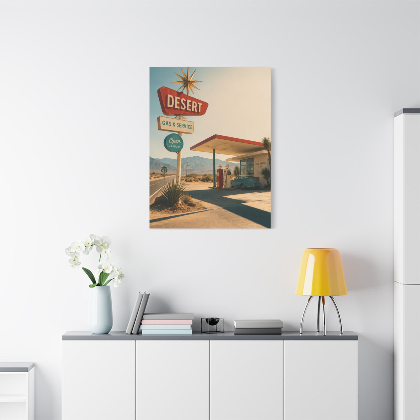 Desert Gas Station Americana Wall Art & Canvas Print