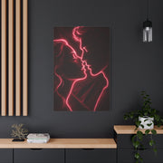 Neon Velvet Kiss Silhouette Wall Art & Canvas Print