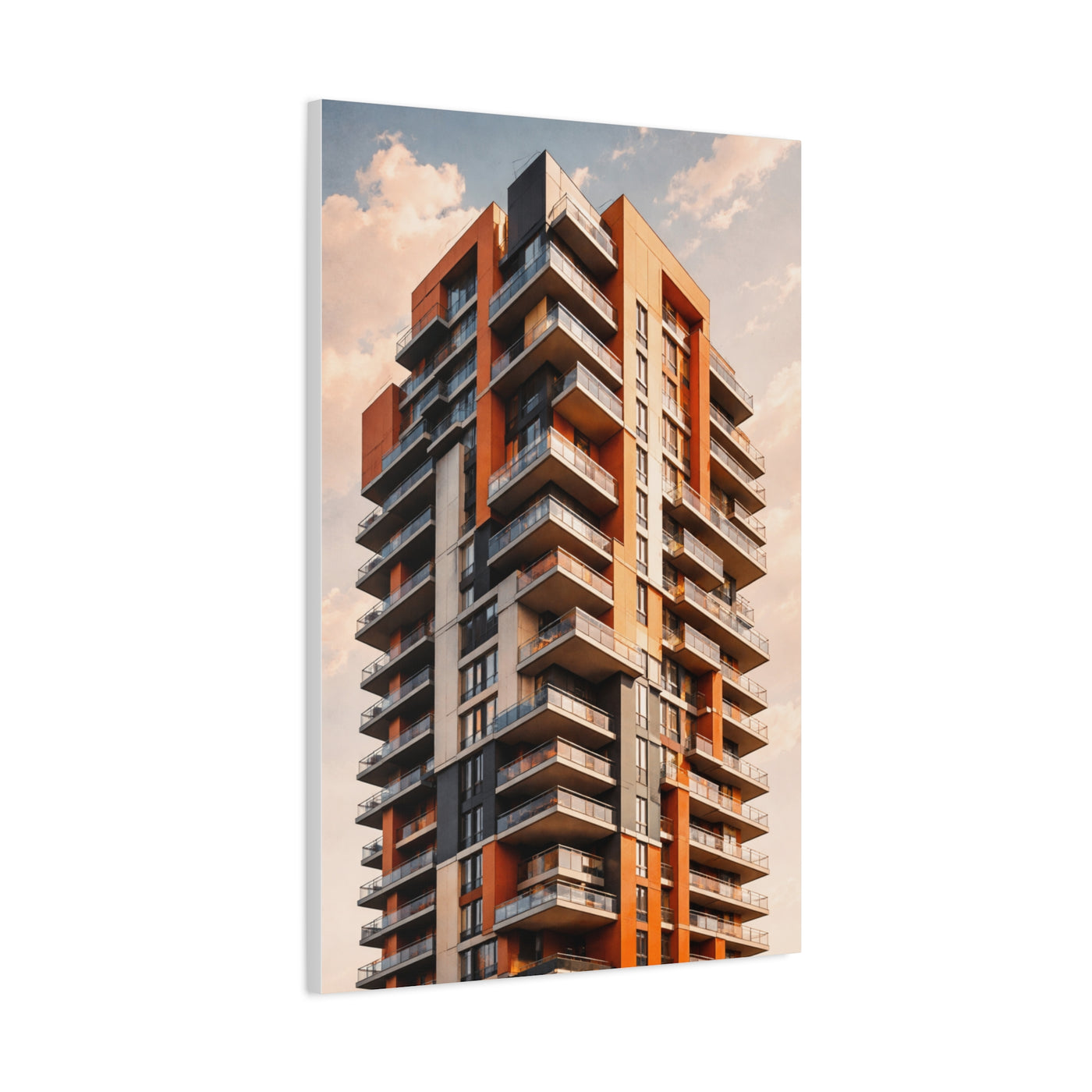 Modern Orange Architectural Tower Wall Art & Canvas Print