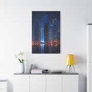 Futuristic Neon City Skyline Night Wall Art & Canvas Print