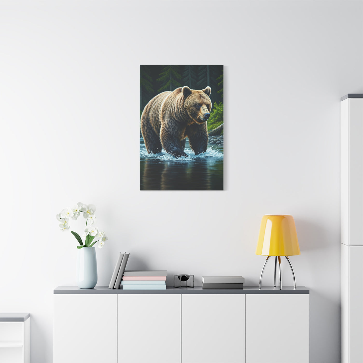 River Crossing Grizzly Bear Wall Art & Canvas Prints