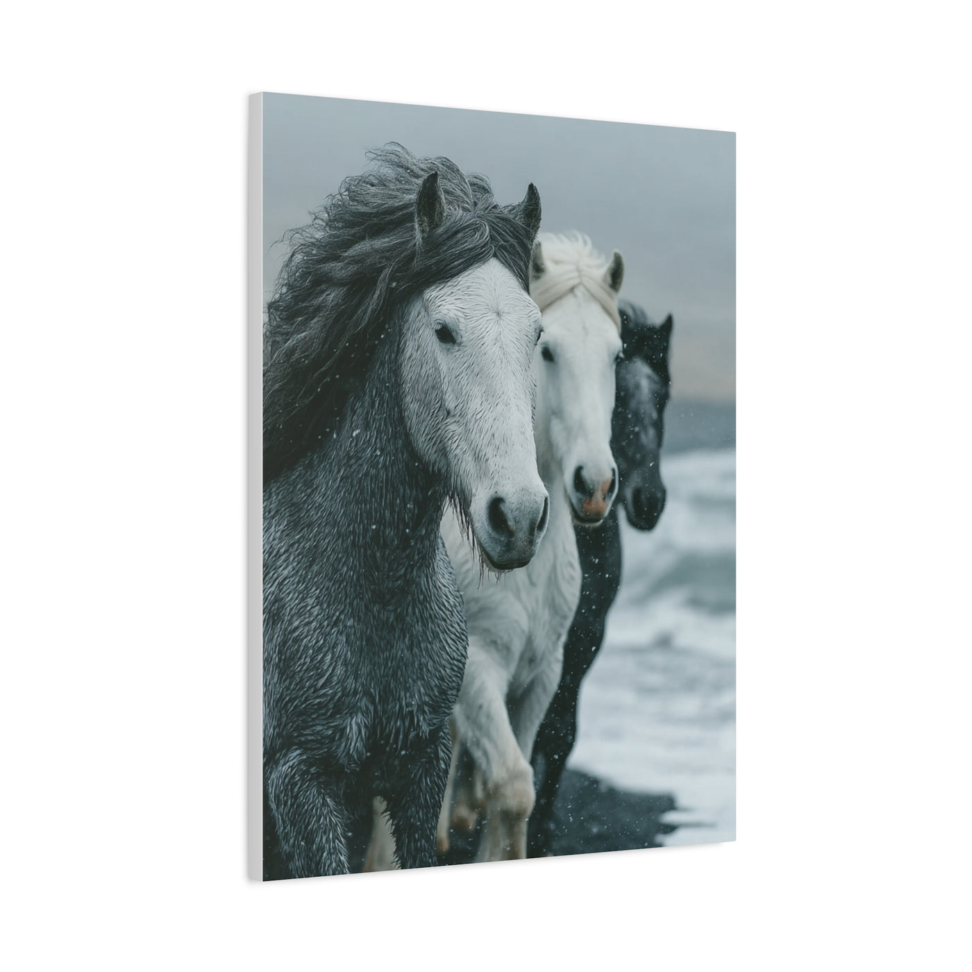 Coastal Wild Horses Storm Run Wall Art & Canvas Print