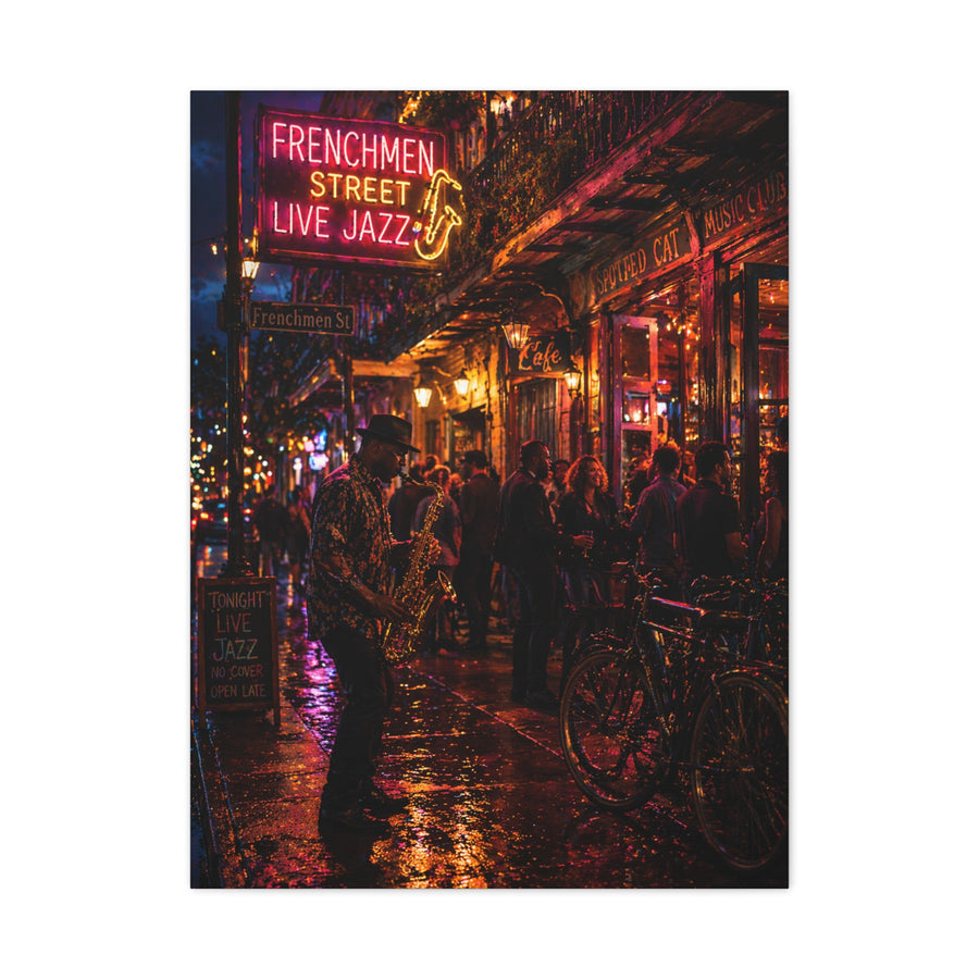 Frenchmen Street Jazz Night Wall Art & Canvas Print