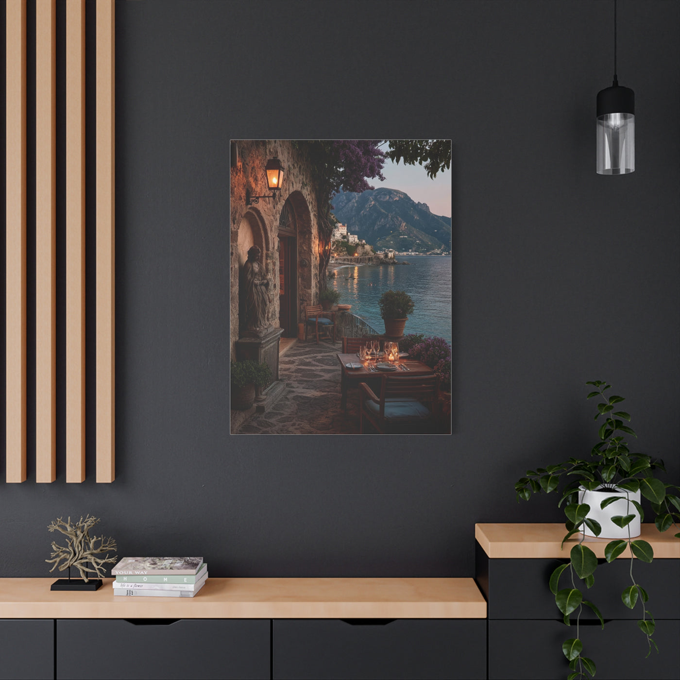 Amalfi Coast Candlelit Terrace Wall Art & Canvas Print