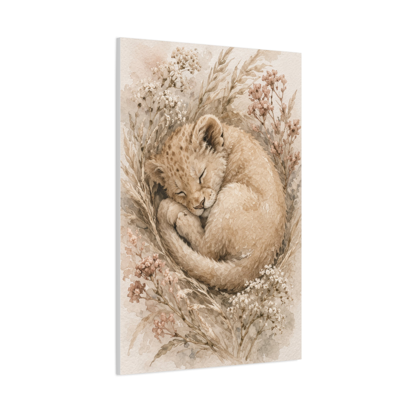 Sleeping Lion Cub Soft Neutral Wall Art & Canvas Print
