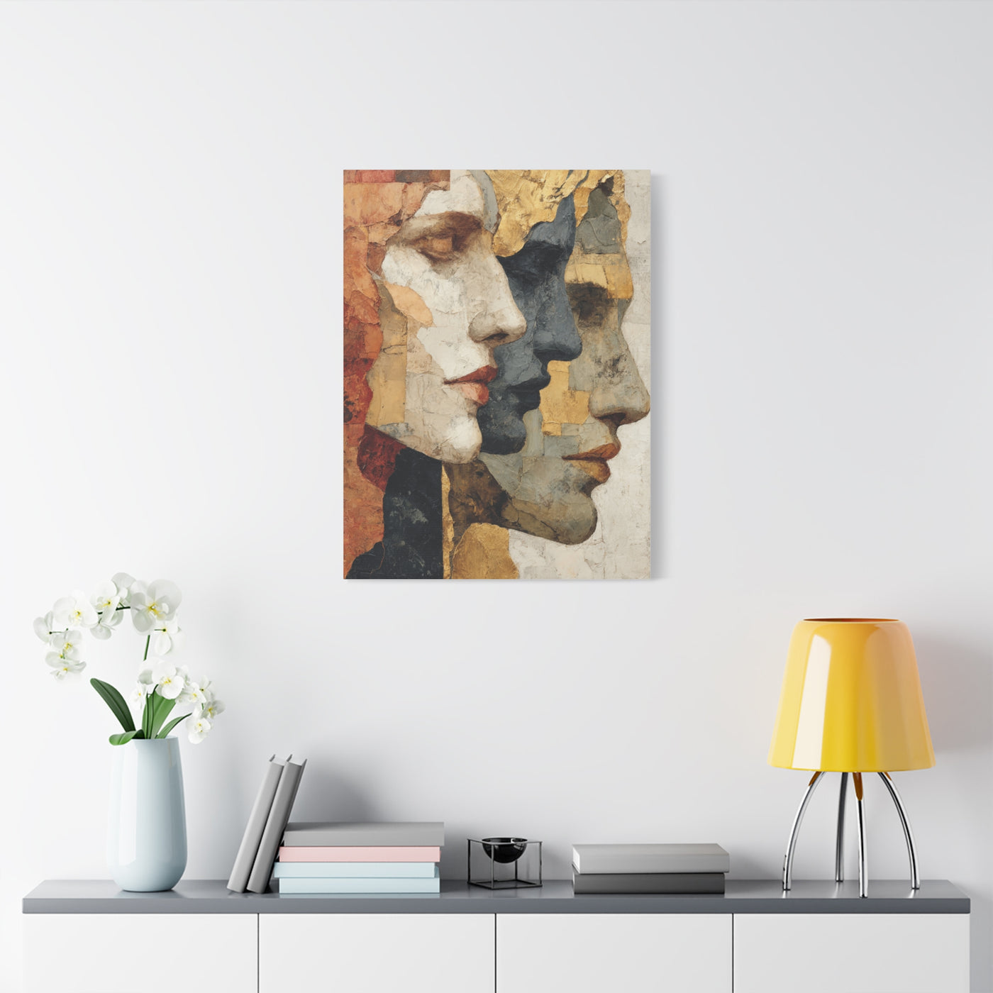 Multi Profile Textured Faces Composition Wall Art & Canvas Print