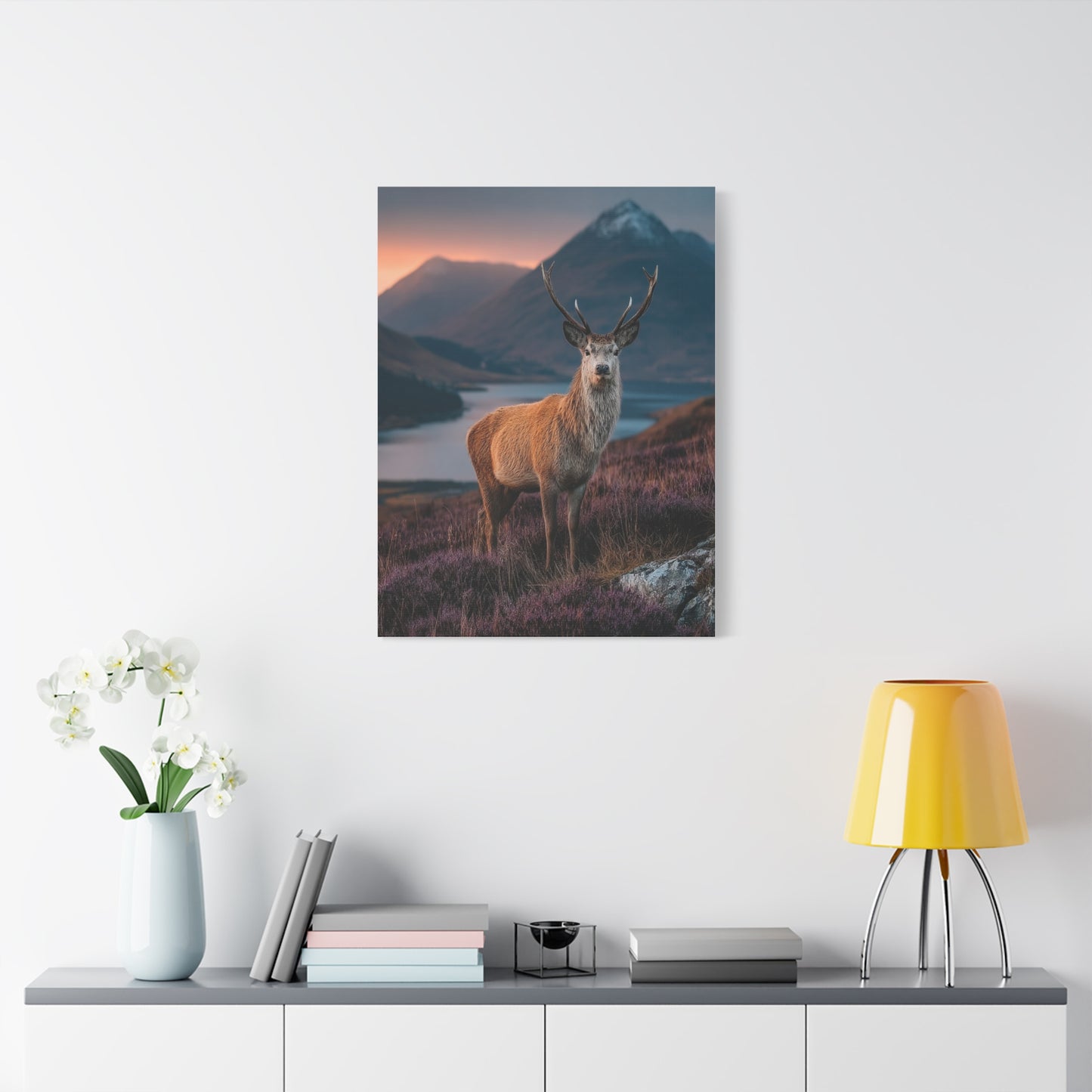 Scottish Highland Sunrise Stag Wall Art & Canvas Print