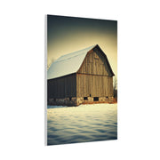 Winter Barn in Snowfield Wall Art & Canvas Prints