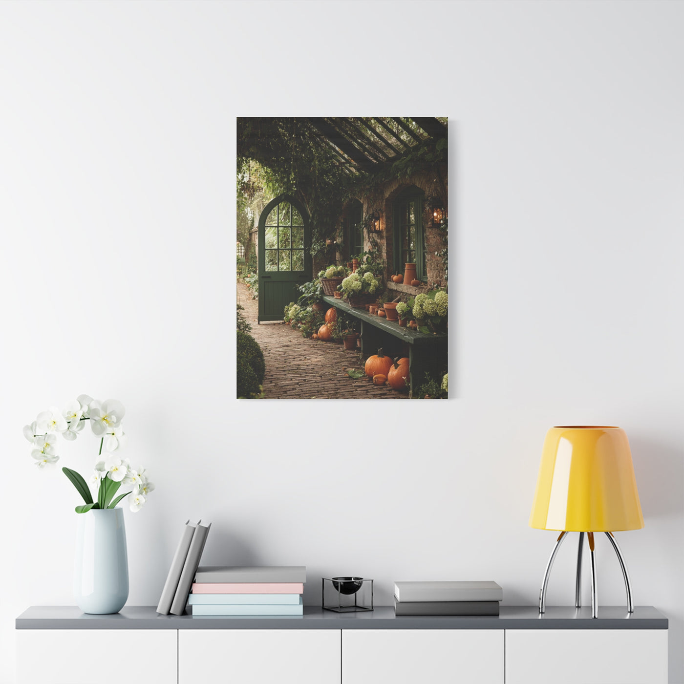 Autumn Greenhouse Harvest Scene Wall Art & Canvas Print