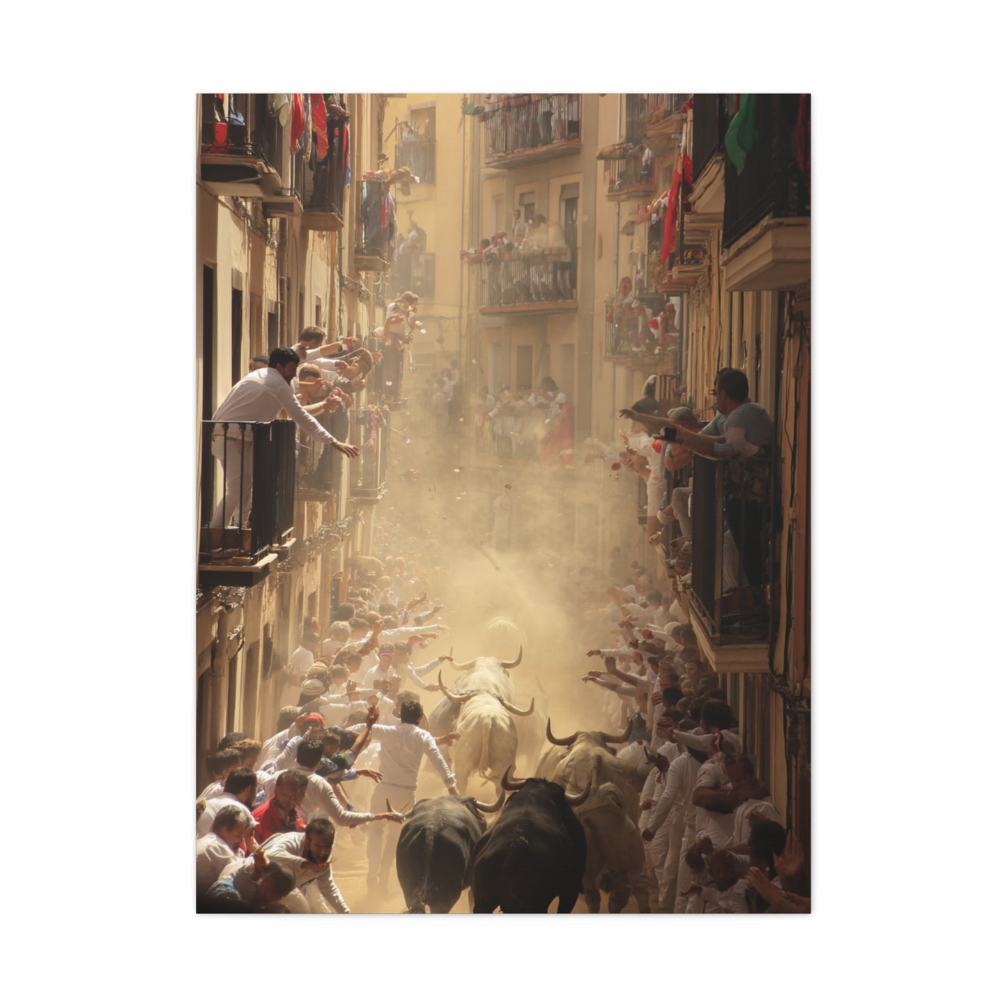 Running of the Bulls Festival Charge Wall Art & Canvas Print