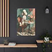 Paris Café Poodle with Roses Wall Art & Canvas Print