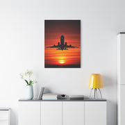 Sunset Departure Jet Silhouette Wall Art & Canvas Prints
