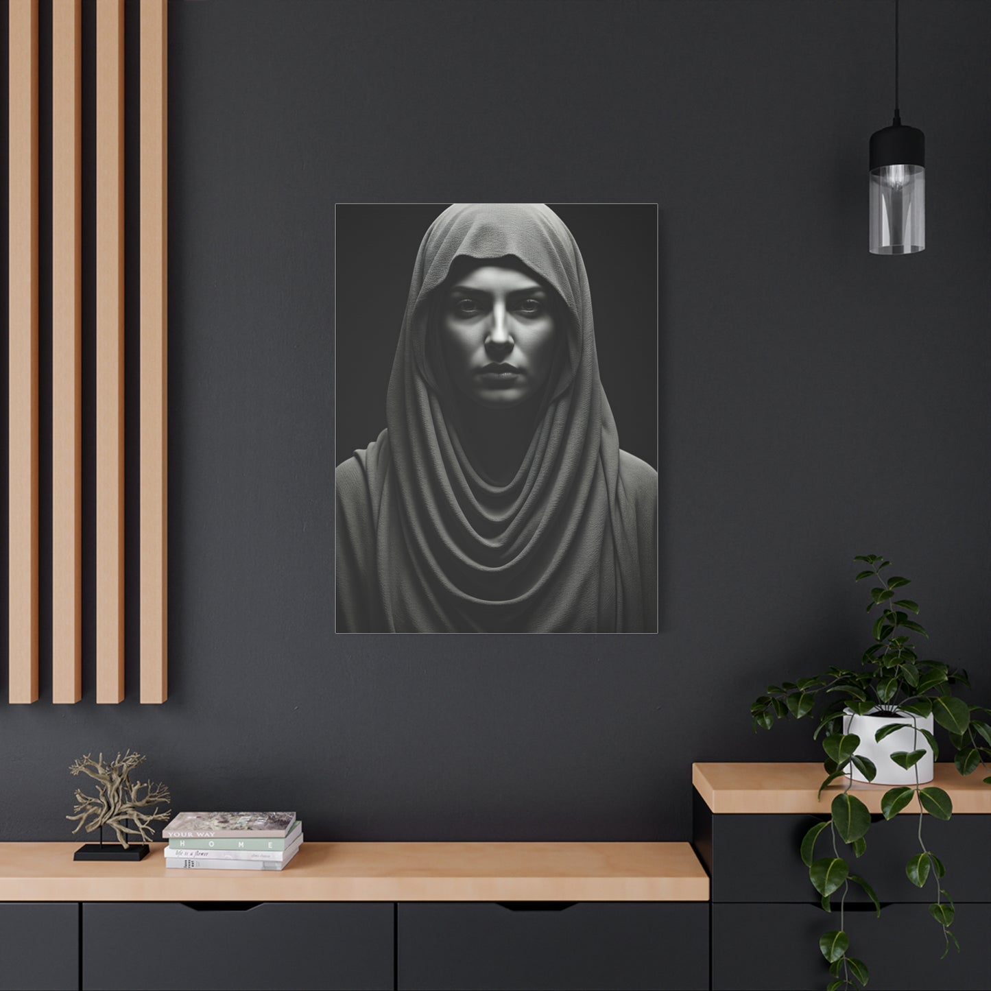 Veiled Serenity Black & White Portrait Wall Art & Canvas Prints