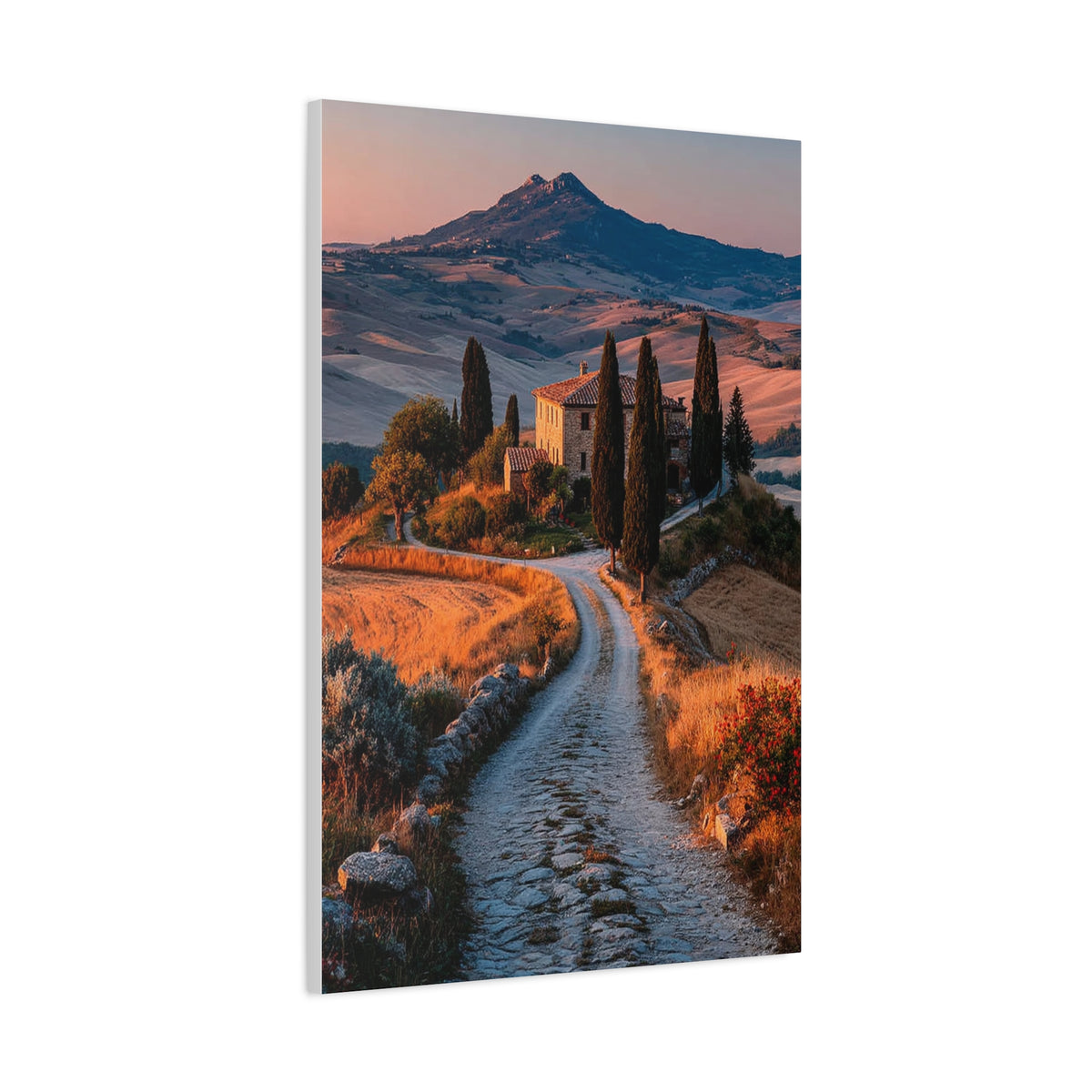 Tuscan Hilltop Villa Road Wall Art & Canvas Print